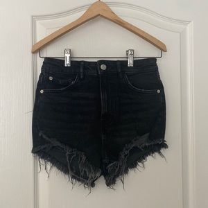 Zara black high rise denim shorts